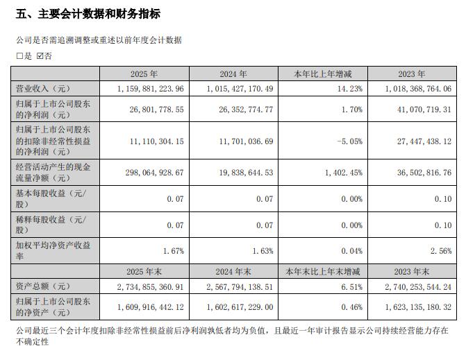 中亚股份2025年营收同比增长14.23%
